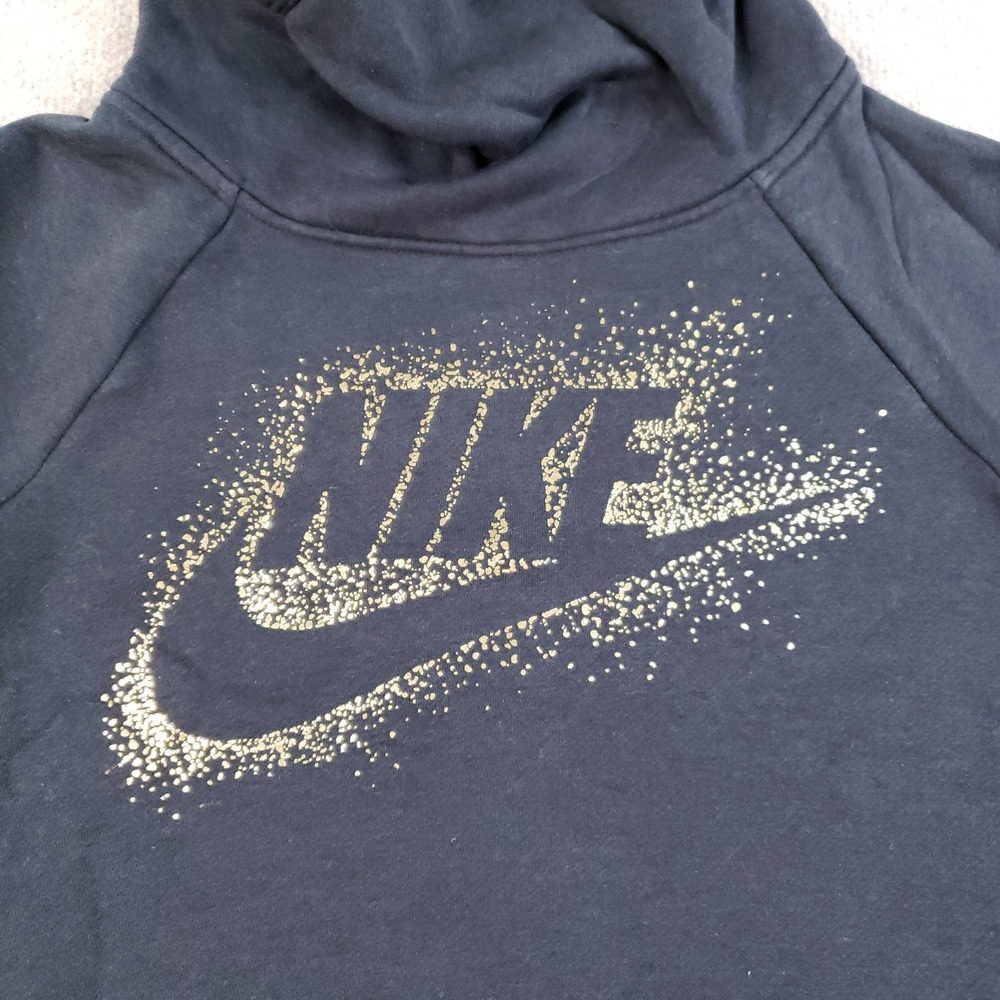 Nike Hoodie Womens XS Black Gold GFX Rally Pullover Hooded‎ Long Sleeve Pockets - Picture 5 of 10